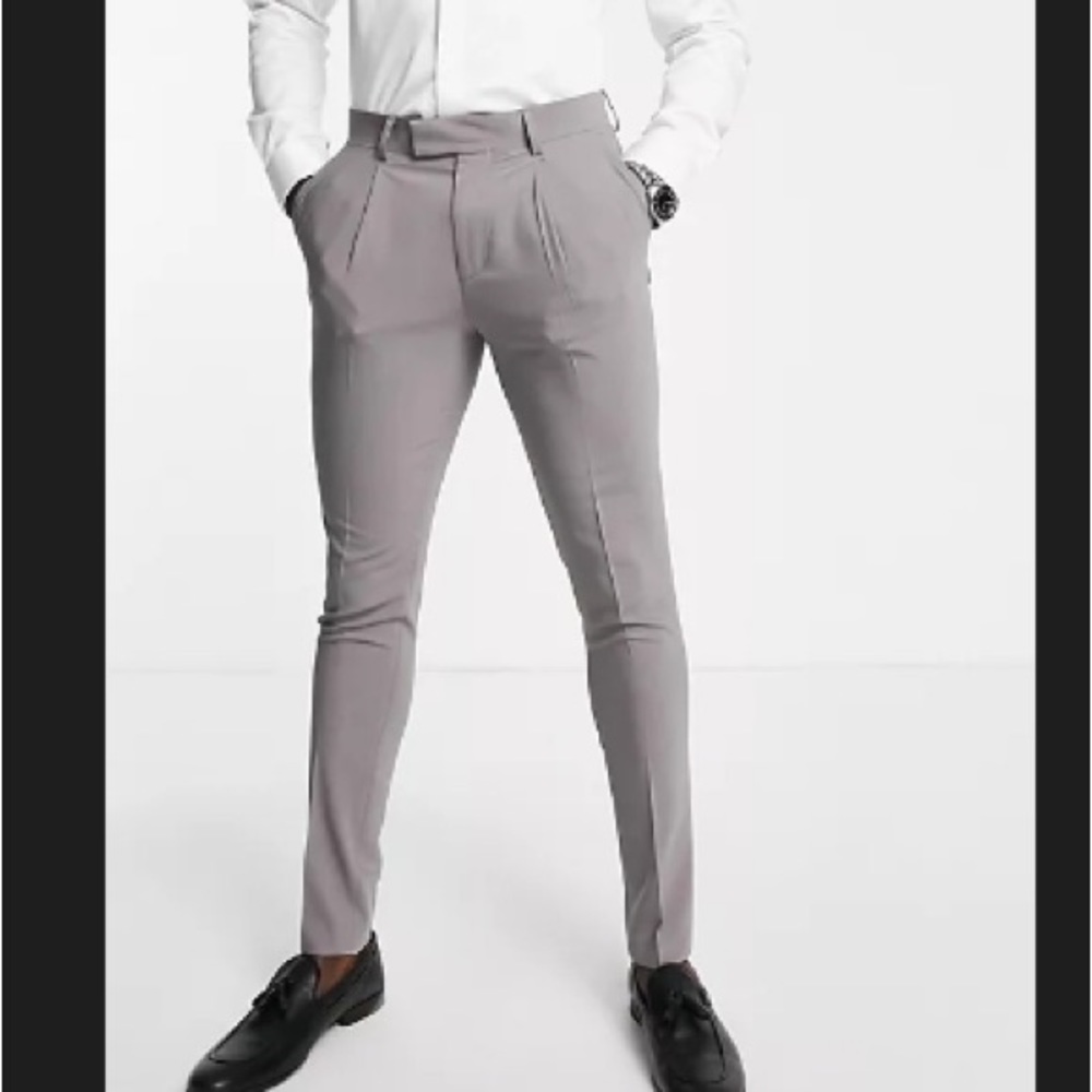 Noak 'Tower Hill' super skinny suit pants in gray worsted wool blend